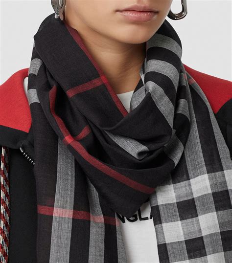 burberry lightweight check wool and silk scarf